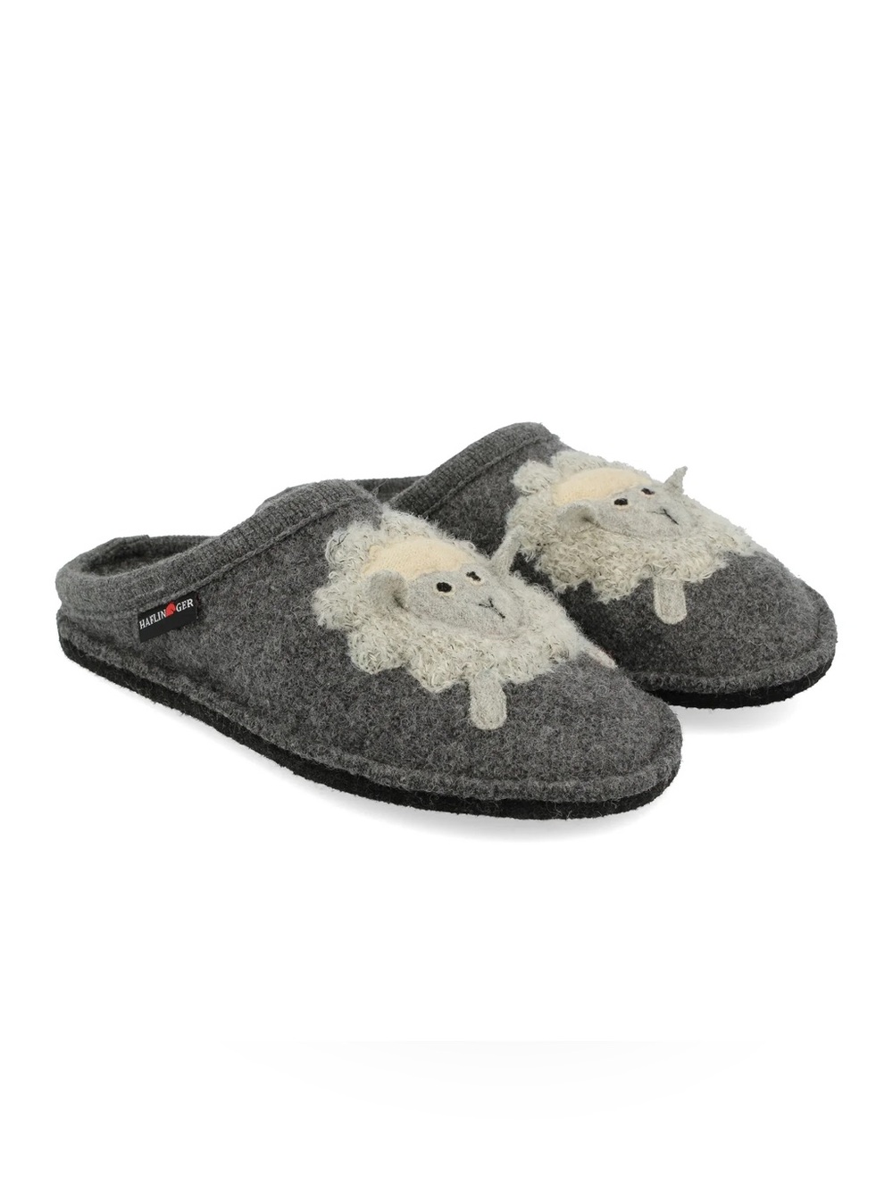 Haflinger Flair Lamby Gray Boiled Wool Slipper Clogs Sheep Applique